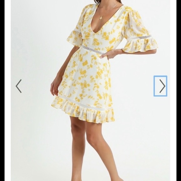 Yellow Floral Print Dress - Picture 2 of 5